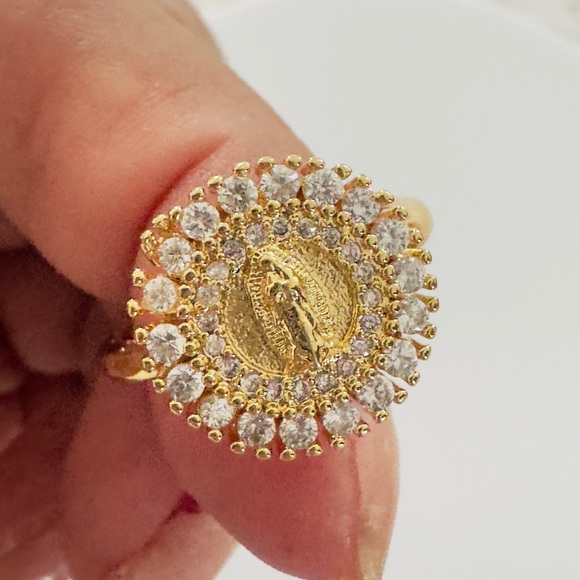 Guadalupe Adjustable Women's Ring. 14K Gold Plated.  New - Picture 1 of 9